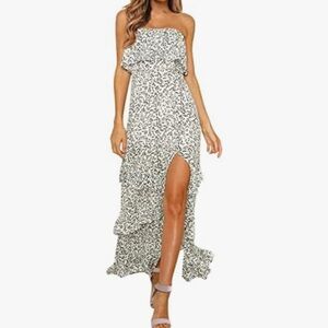 Yidarton Off Shoulder Strapless Maxi Dress